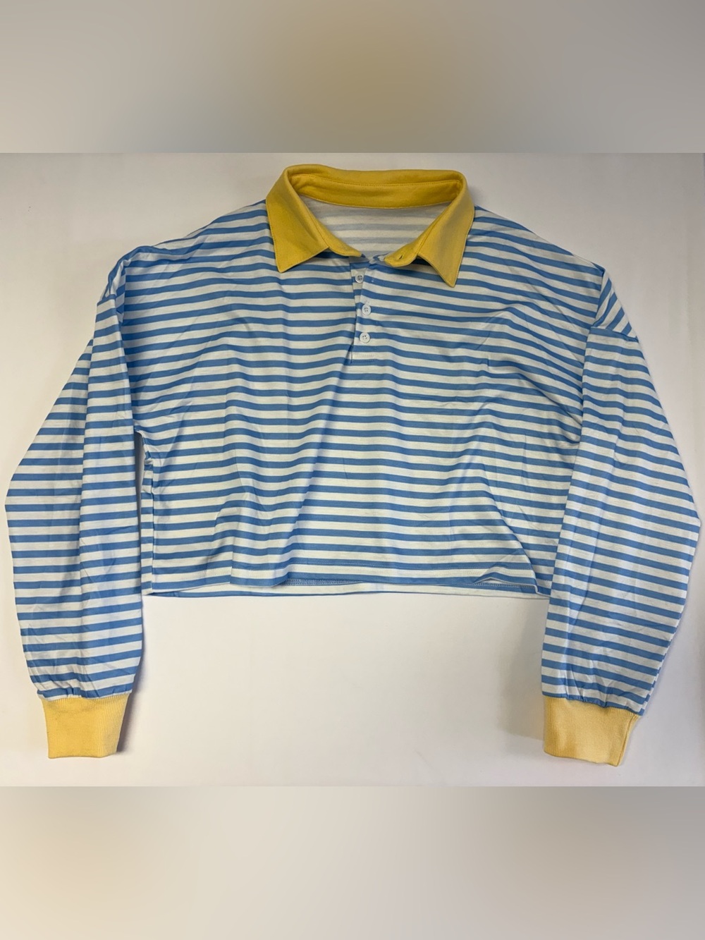 NWOT Blue Striped Cropped Rugby Shirt - Picture 4 of 9